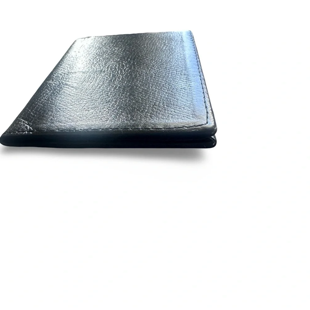 TIFFANY & CO. Black Leather Bifold Slim Card Pocket Wallet Excellent! Unisex